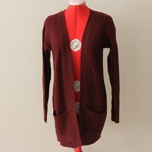 medium cardigan, maroon by the brand Love.